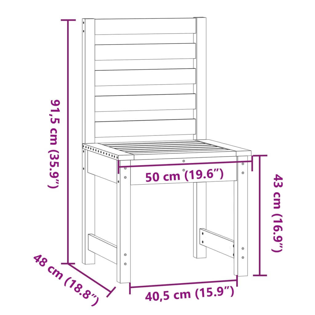 Trädgårdsstolar 2 st vit 50x48x91,5 cm massiv furu