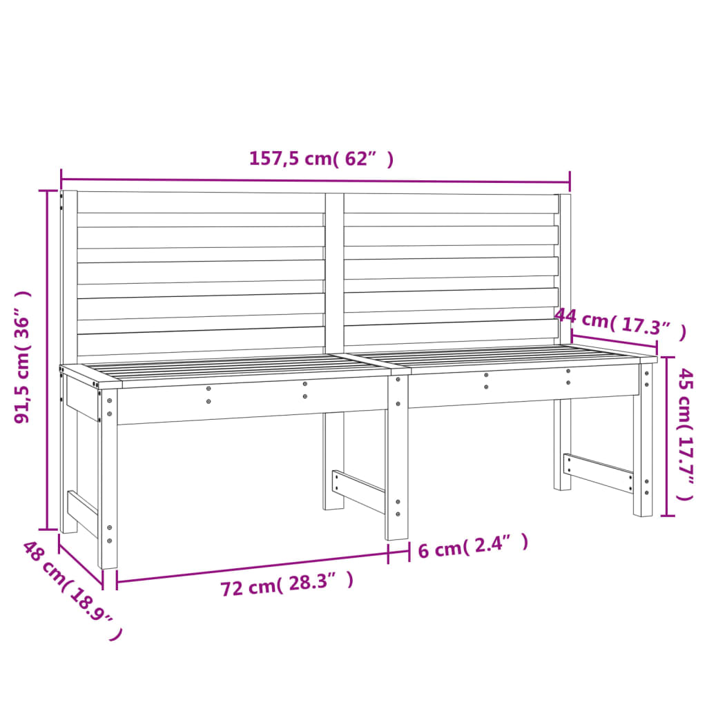 Trädgårdsbänk vit 157,5 cm massiv furu