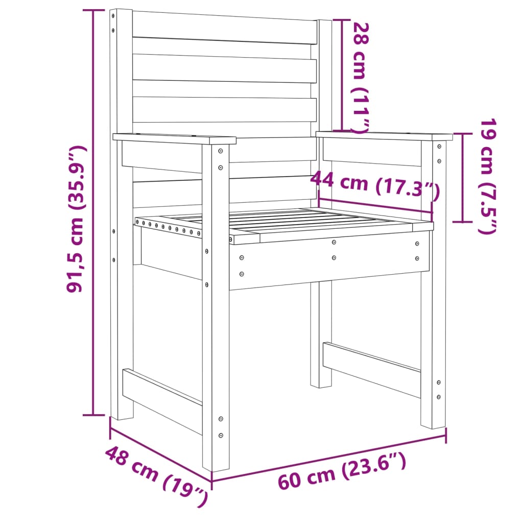 Trädgårdsstolar 2 st 60x48x91 cm massiv furu