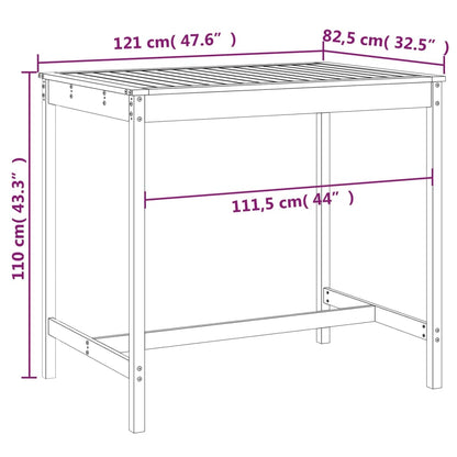 Trädgårdsbord 121x82,5x110 cm massiv furu