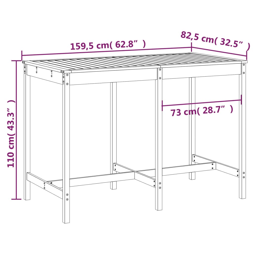 Trädgårdsbord 159,5x82,5x110 cm massivt douglasträ