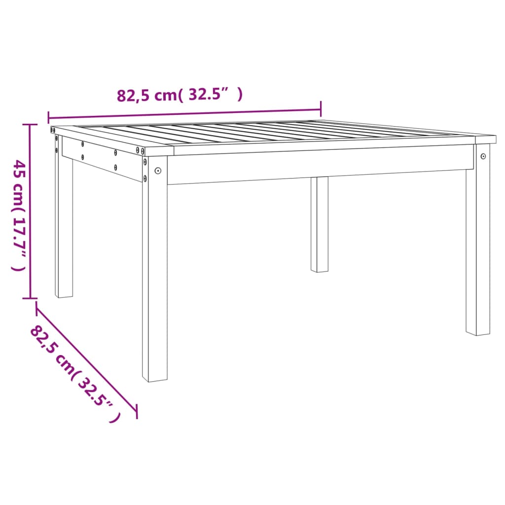 Trädgårdsbord 82,5x82,5x45 cm massiv furu