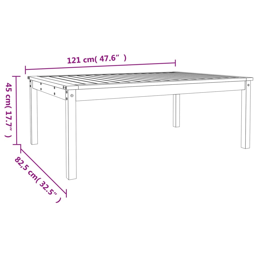 Trädgårdsbord 121x82,5x45 cm massiv furu