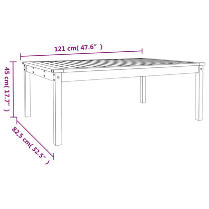 Trädgårdsbord vit 121x82,5x45 cm massiv furu