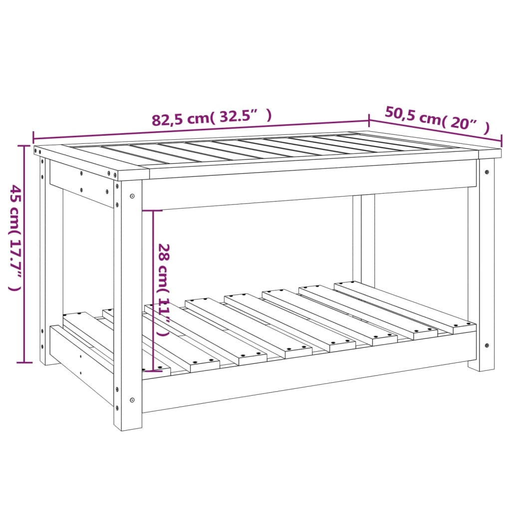 Trädgårdsbord 82,5x50,5x45 cm massiv furu