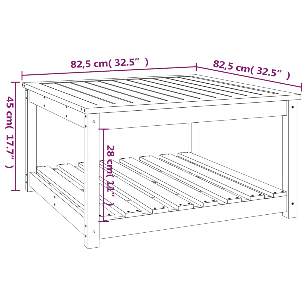 Trädgårdsbord 82,5x82,5x45 cm massiv furu