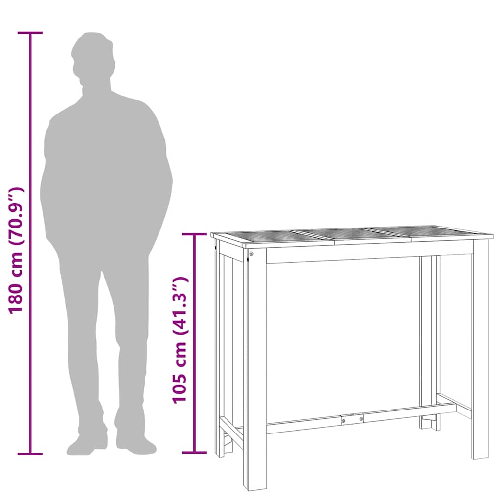 Ståbord för utomhusbruk 120x60x105 cm massiv akacia