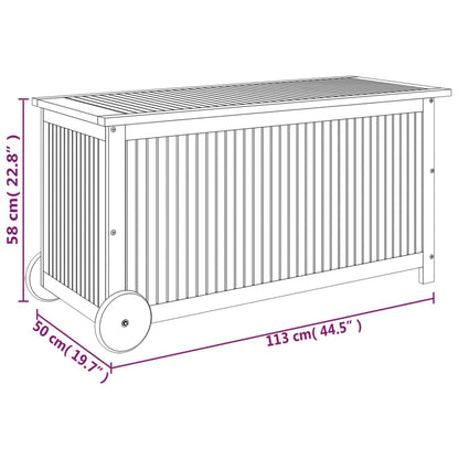 Dynbox med hjul 113x50x58 cm massivt akaciaträ