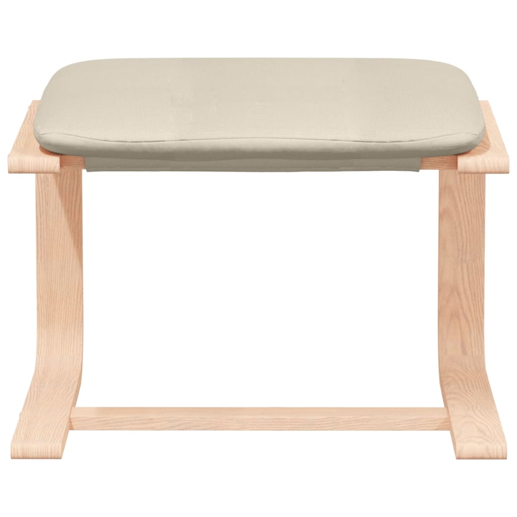 Vilstol med fotpall gräddvit Tyg