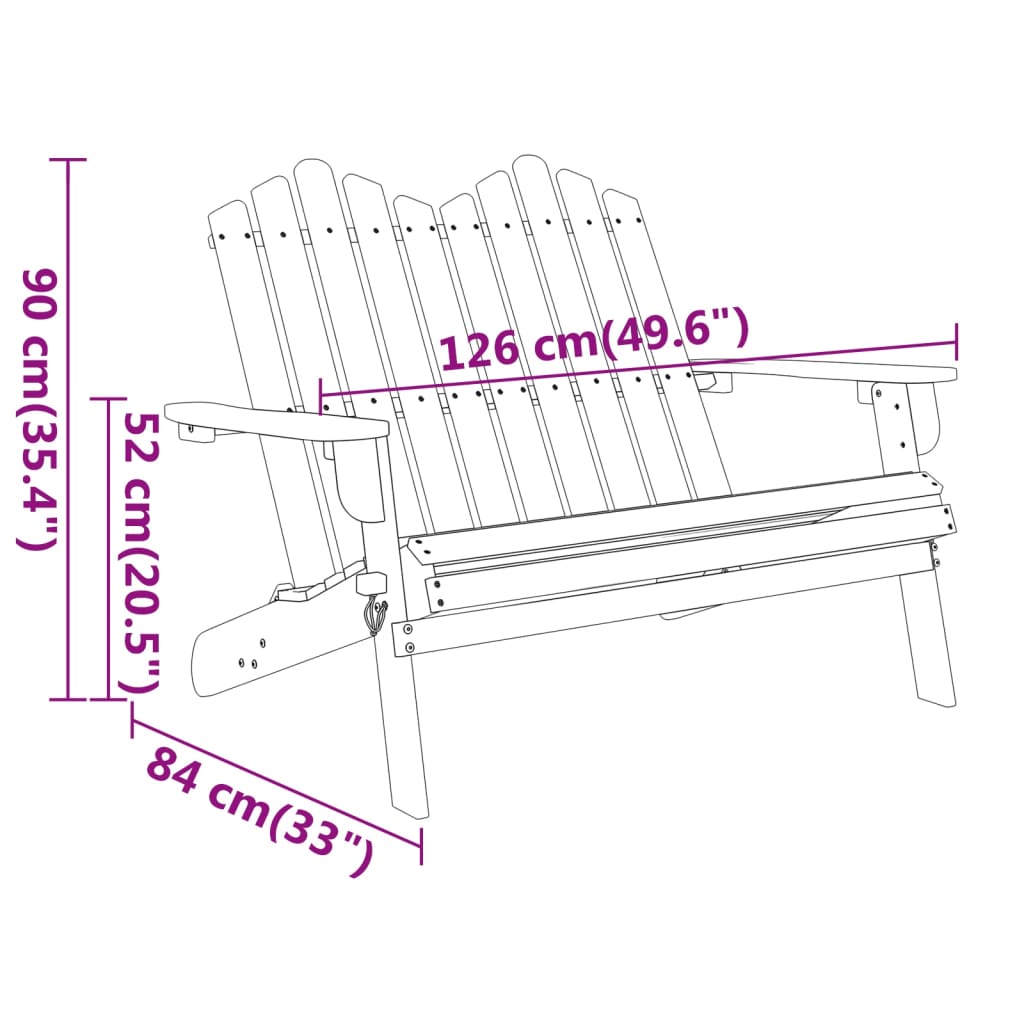 Däckstol 126 cm massivt akaciaträ