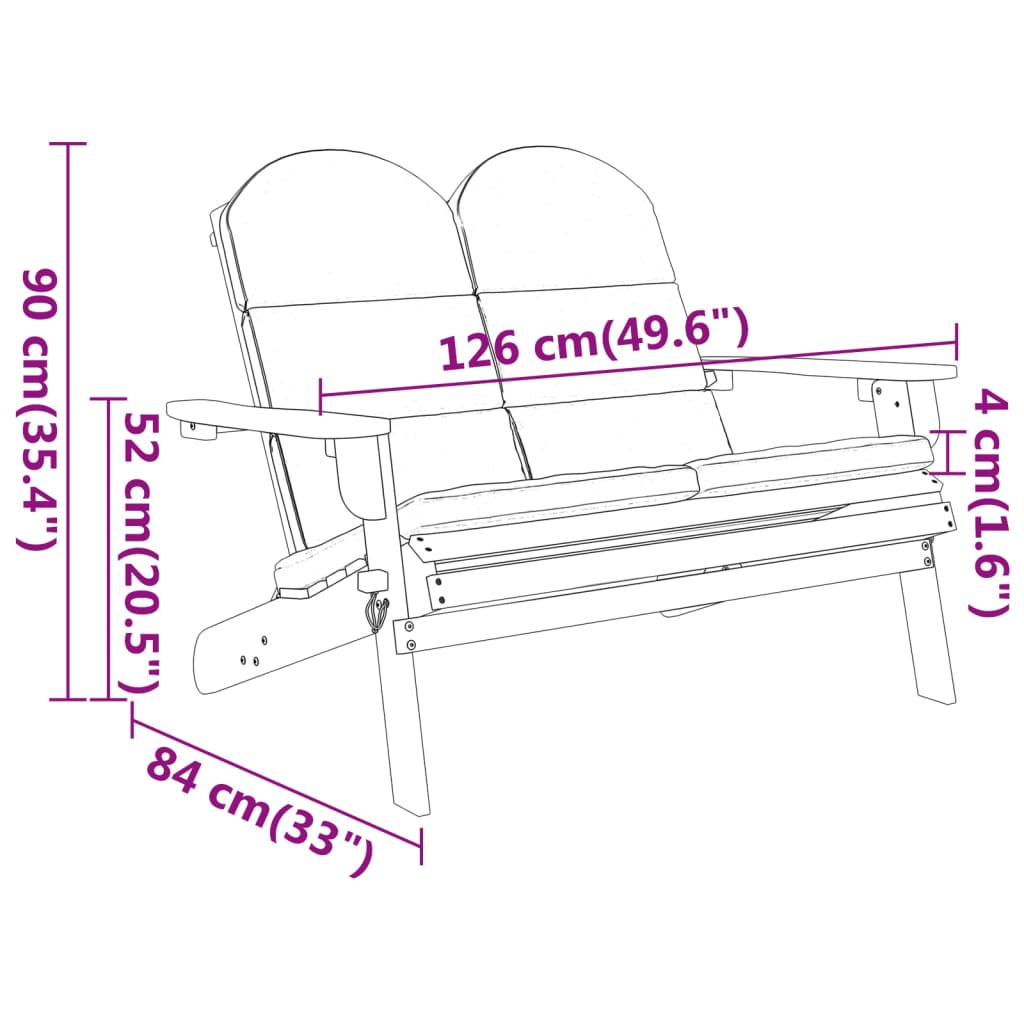 Däckstol med kuddar 126 cm massivt akaciaträ