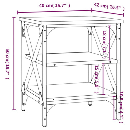 Soffbord 2 st rökfärgad ek 40x42x50 cm konstruerat trä