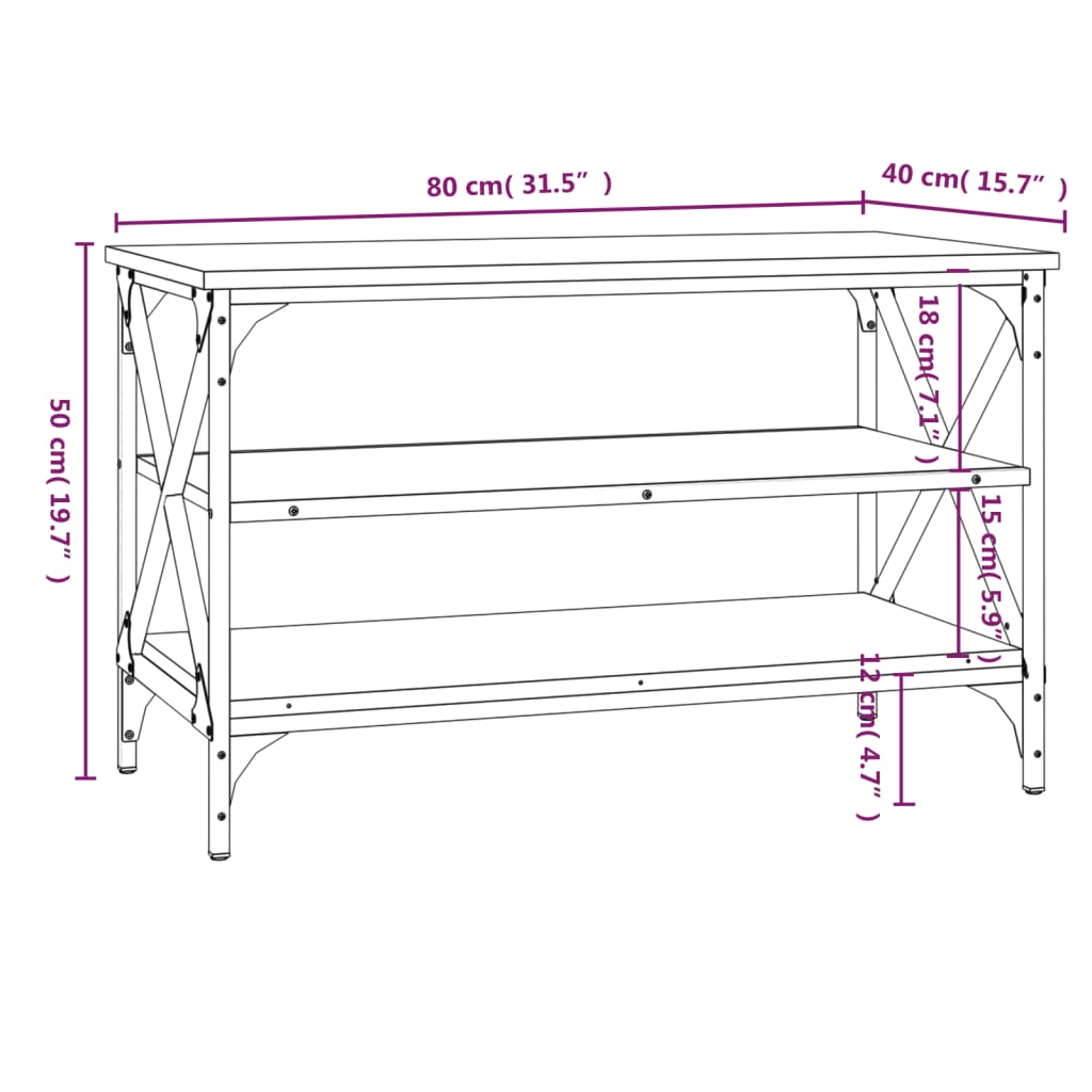 Tv-bänk svart 80x40x50 cm konstruerat trä