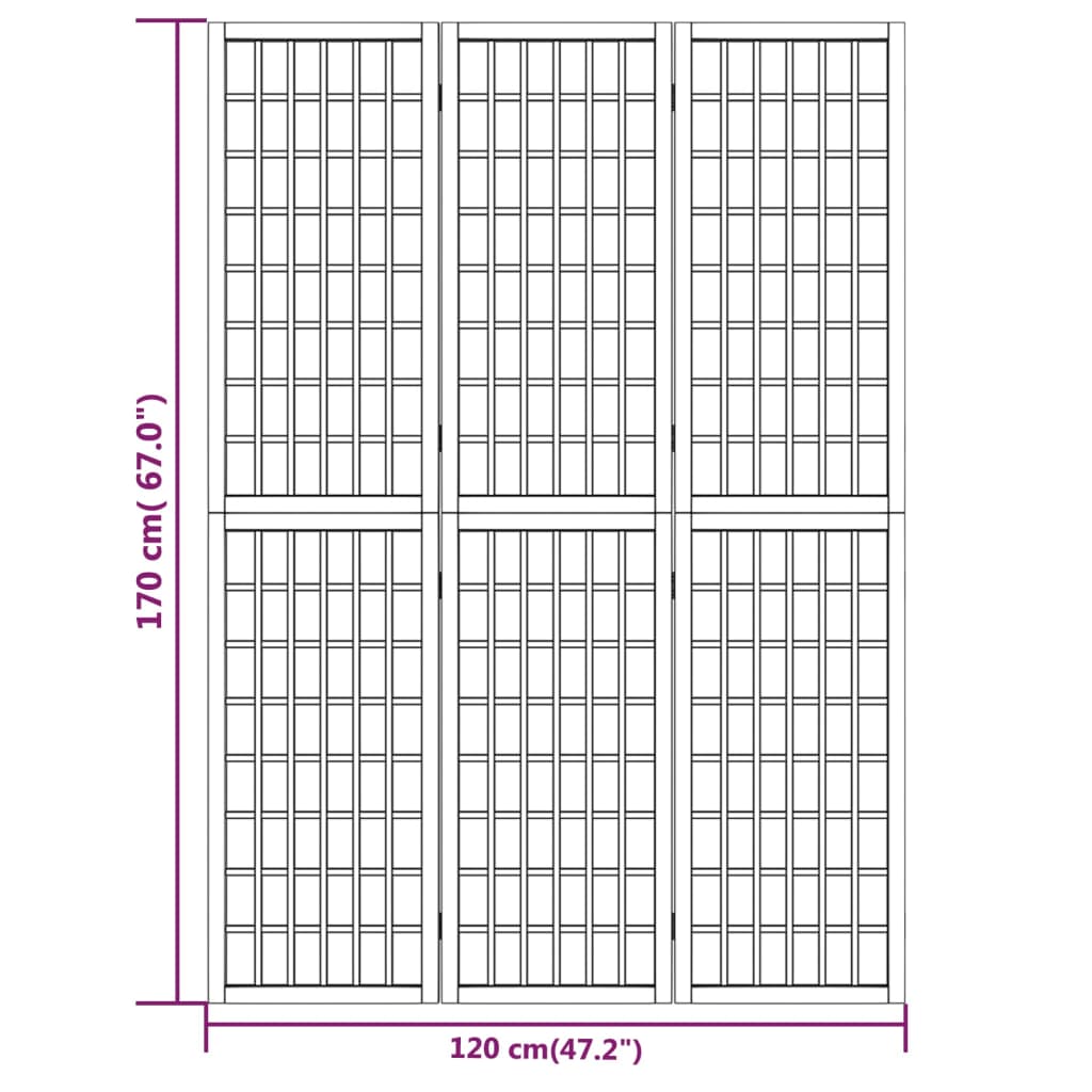 Rumsavdelare med 3 paneler japansk stil 120x170 cm svart