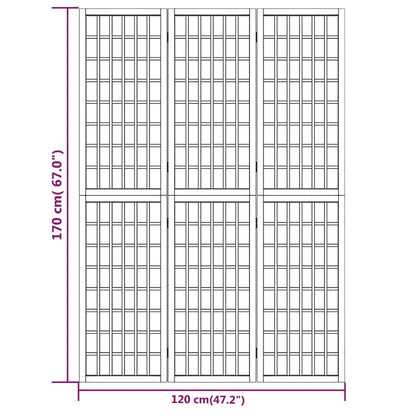 Rumsavdelare med 3 paneler japansk stil 120x170 cm svart