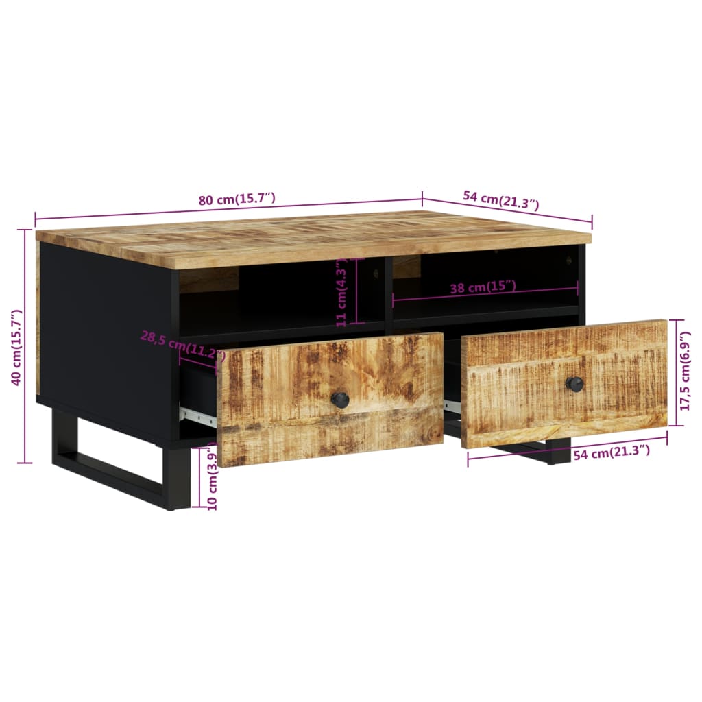 Soffbord 80x54x40 cm massivt mangoträ och konstruerat trä