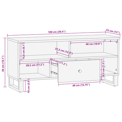 TV-skåp 100x33x46 cm massivt återvunnet och konstruerat trä