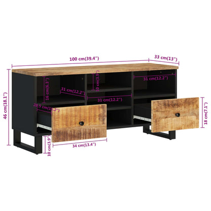 Tv-bänk 100x33x46 cm massivt mangoträ och konstruerat trä