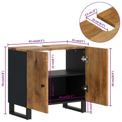 Badrumsskåp 62x33x58 cm massivt mangoträ och konstruerat trä