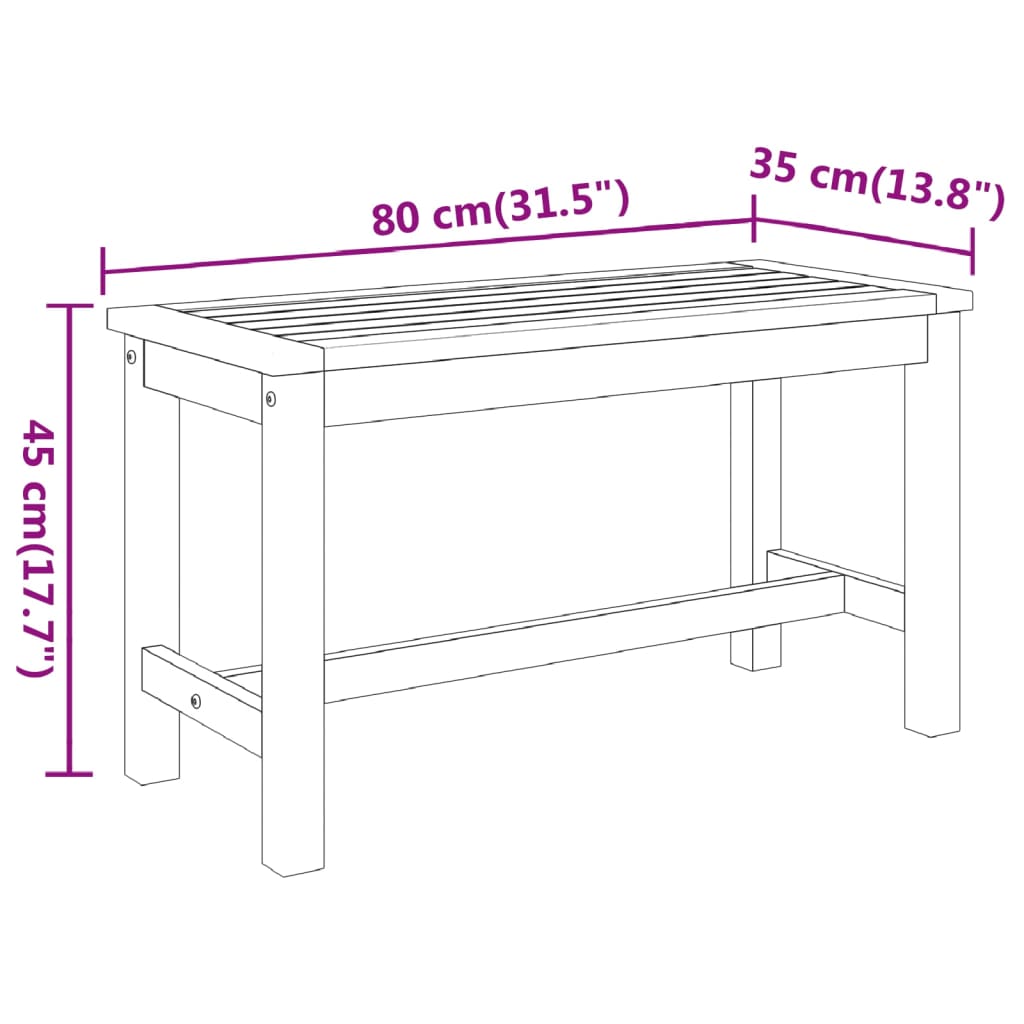 Trädgårdsbänk 80x35x45 cm massivt akaciaträ