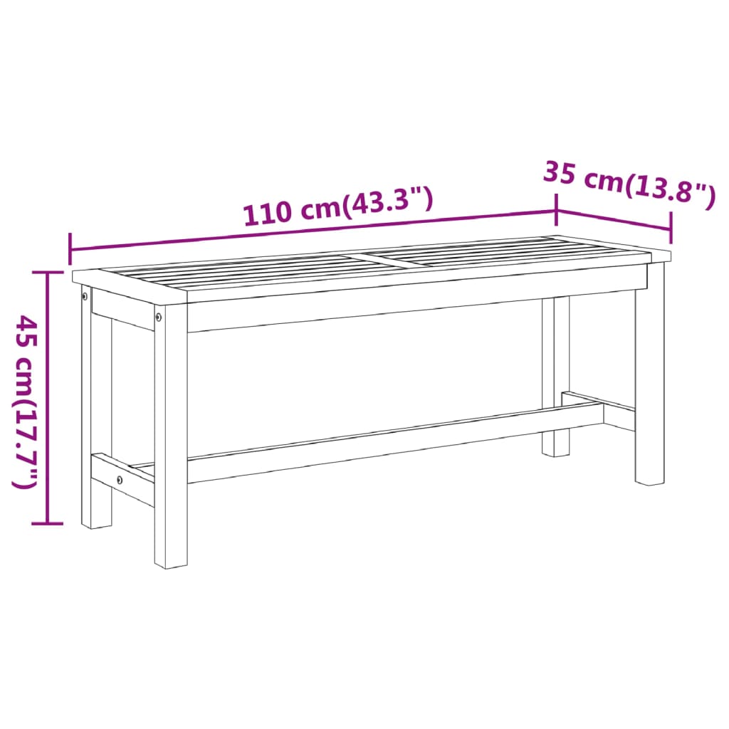 Trädgårdsbänk 110x35x45 cm massivt akaciaträ