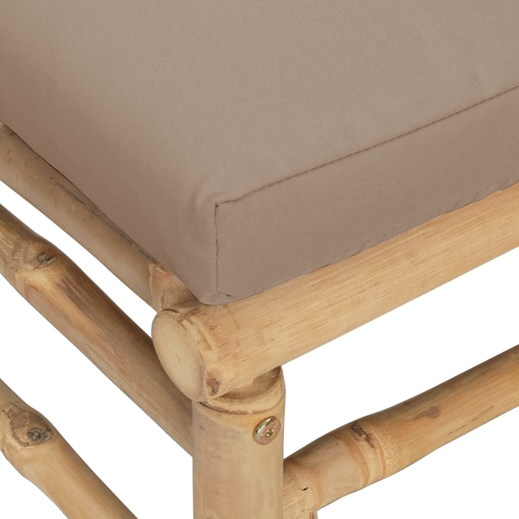 Soffa mittdel för trädgården med taupe dynor bambu