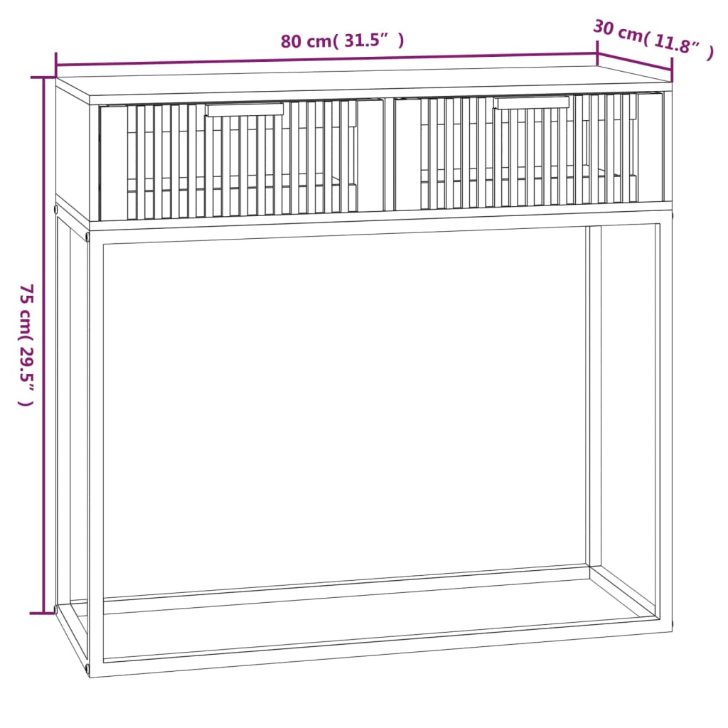 Konsolbord vit 80x30x75 cm konstruerat trä och järn