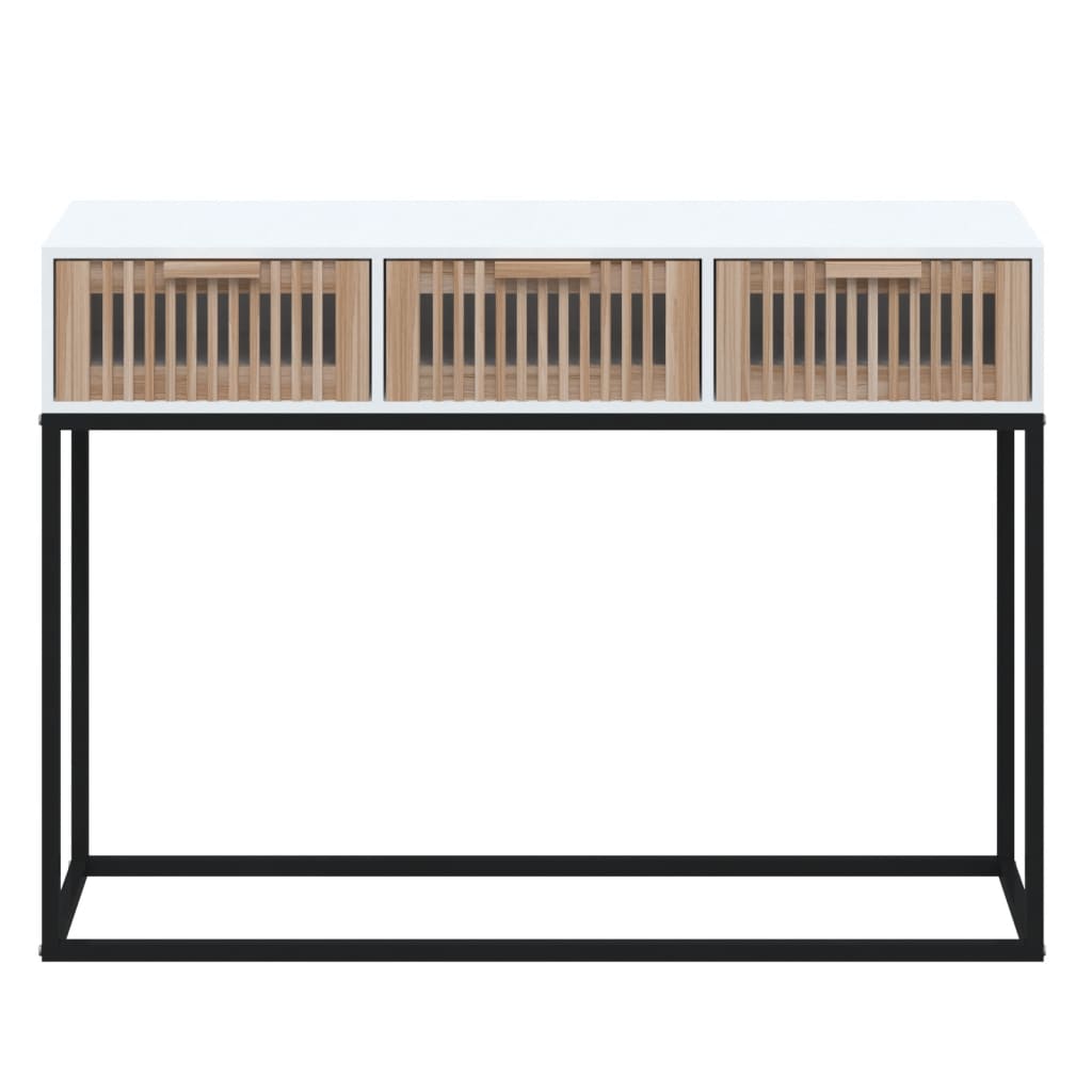 Konsolbord vit 105x30x75 cm konstruerat trä och järn