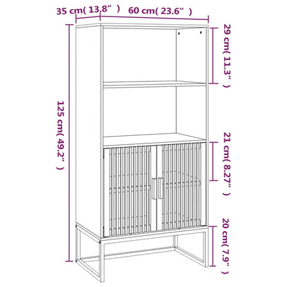 Högskåp vit 60x35x125 cm konstruerat trä