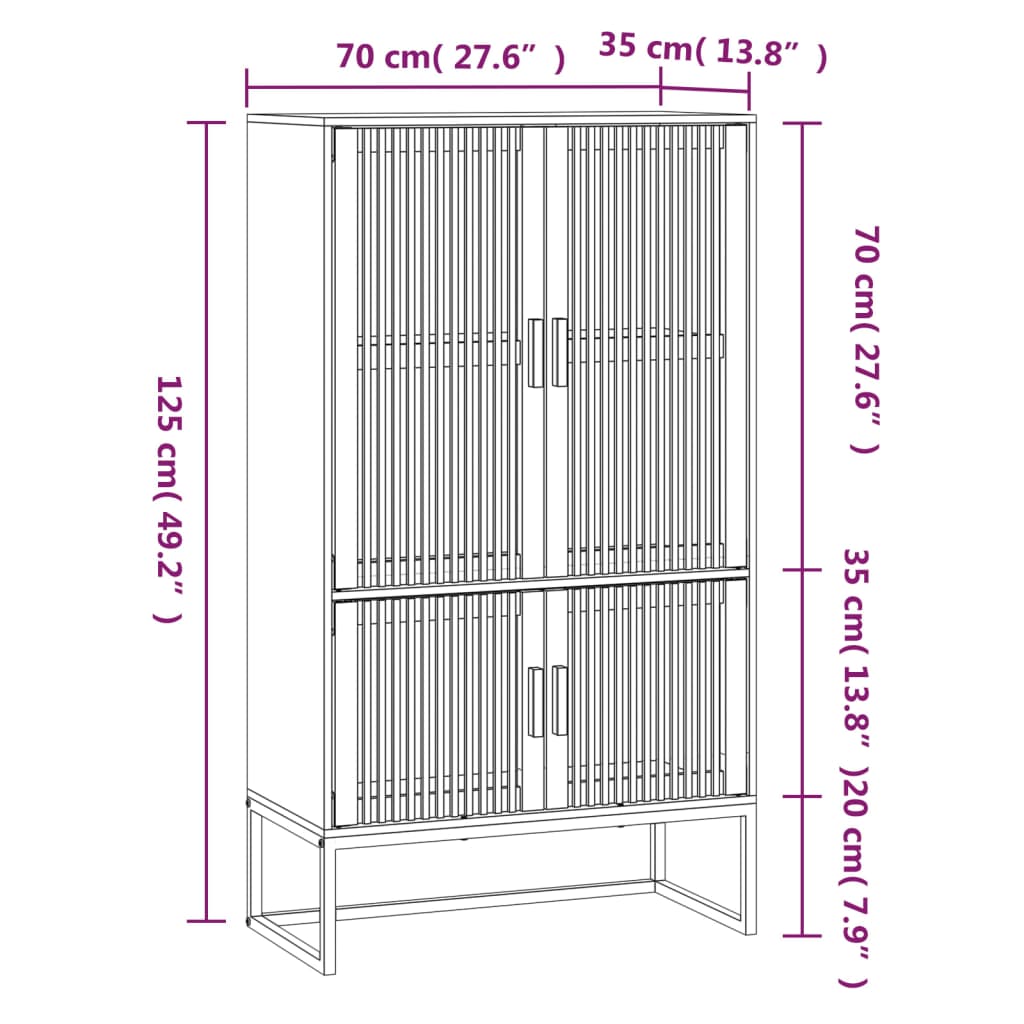 Högskåp vit 70x35x125 cm konstruerat trä