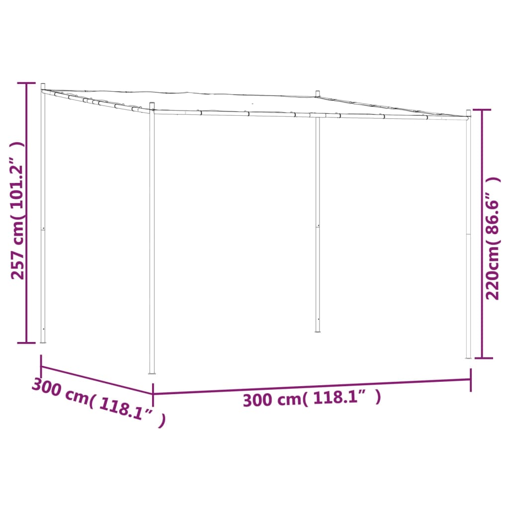 Paviljong vit 3x3 m 180 g/m² tyg och stål