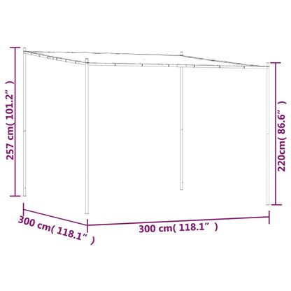 Paviljong antracit 3x3 m 180 g/m² tyg och stål