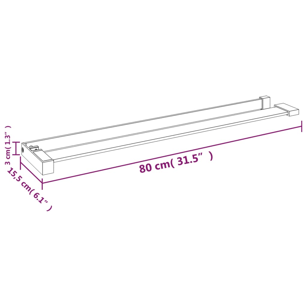 Duschhylla för duschvägg svart 80 cm gjuten aluminium