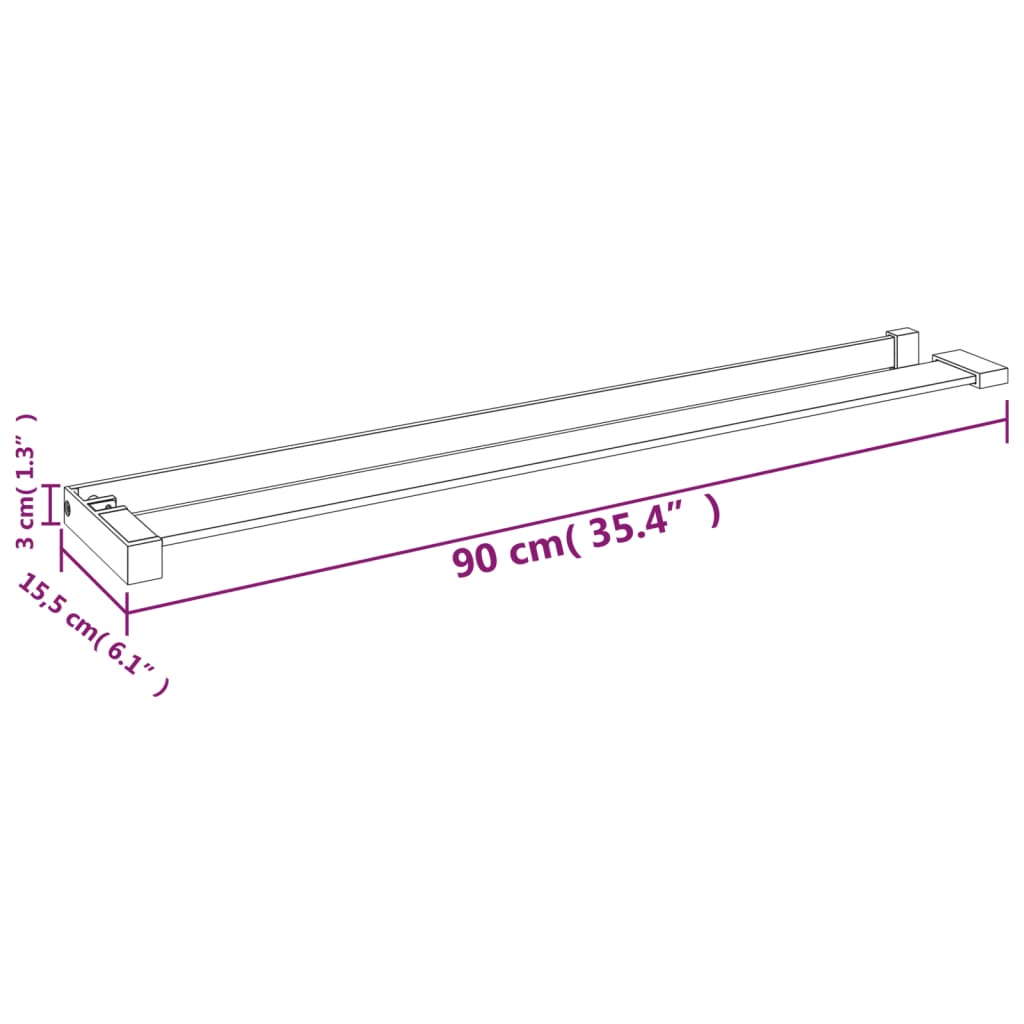 Duschhylla för duschvägg svart 90 cm gjuten aluminium