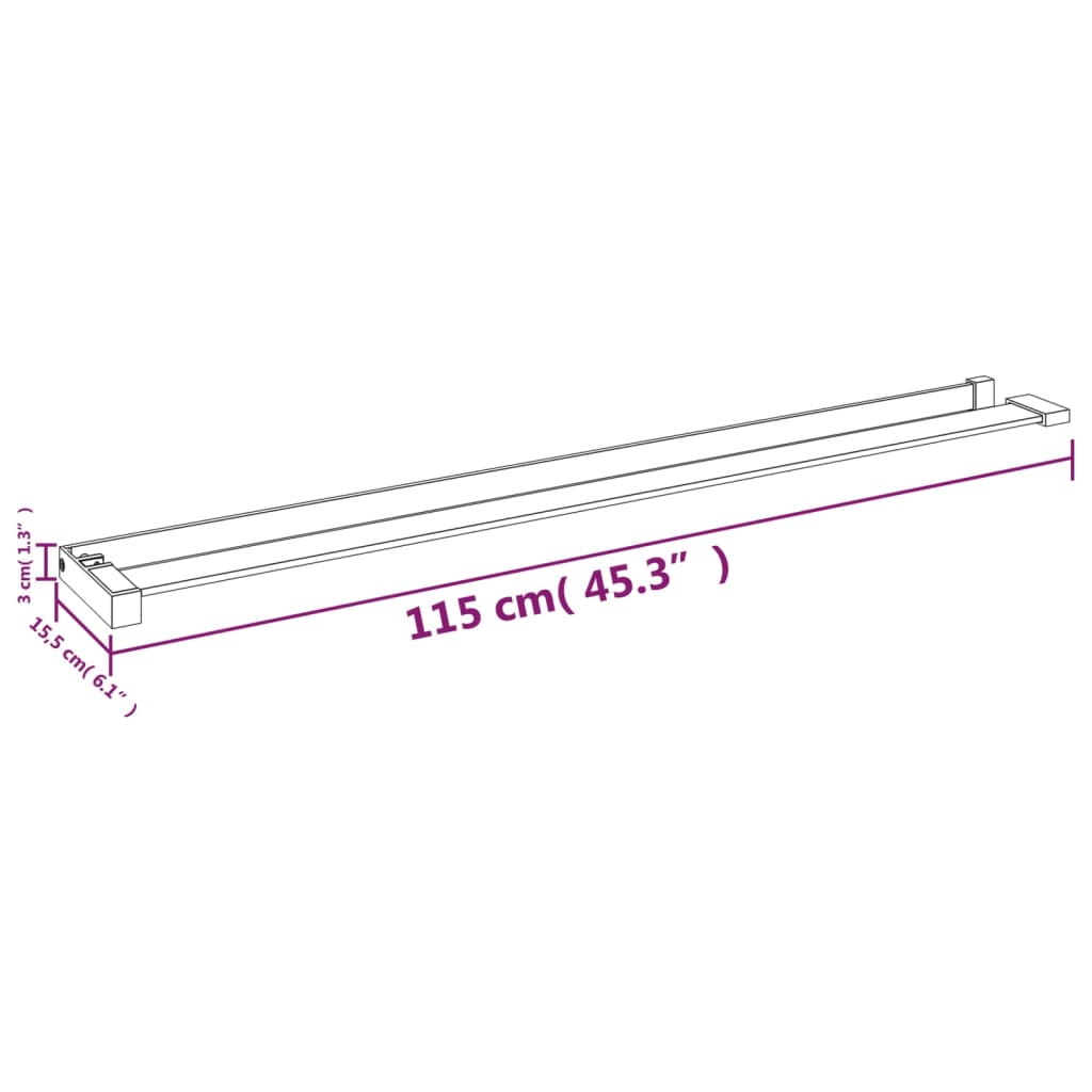 Duschhylla för duschvägg svart 115 cm gjuten aluminium