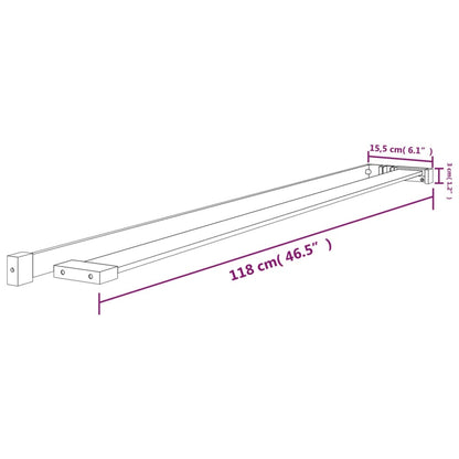 Duschhylla för duschvägg svart 118 cm gjuten aluminium