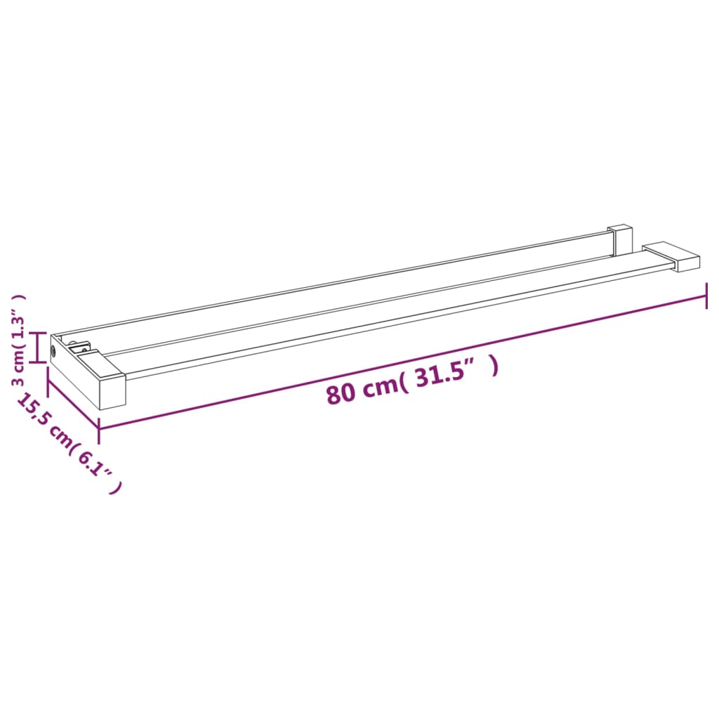 Duschhylla för duschvägg krom 80 cm aluminium