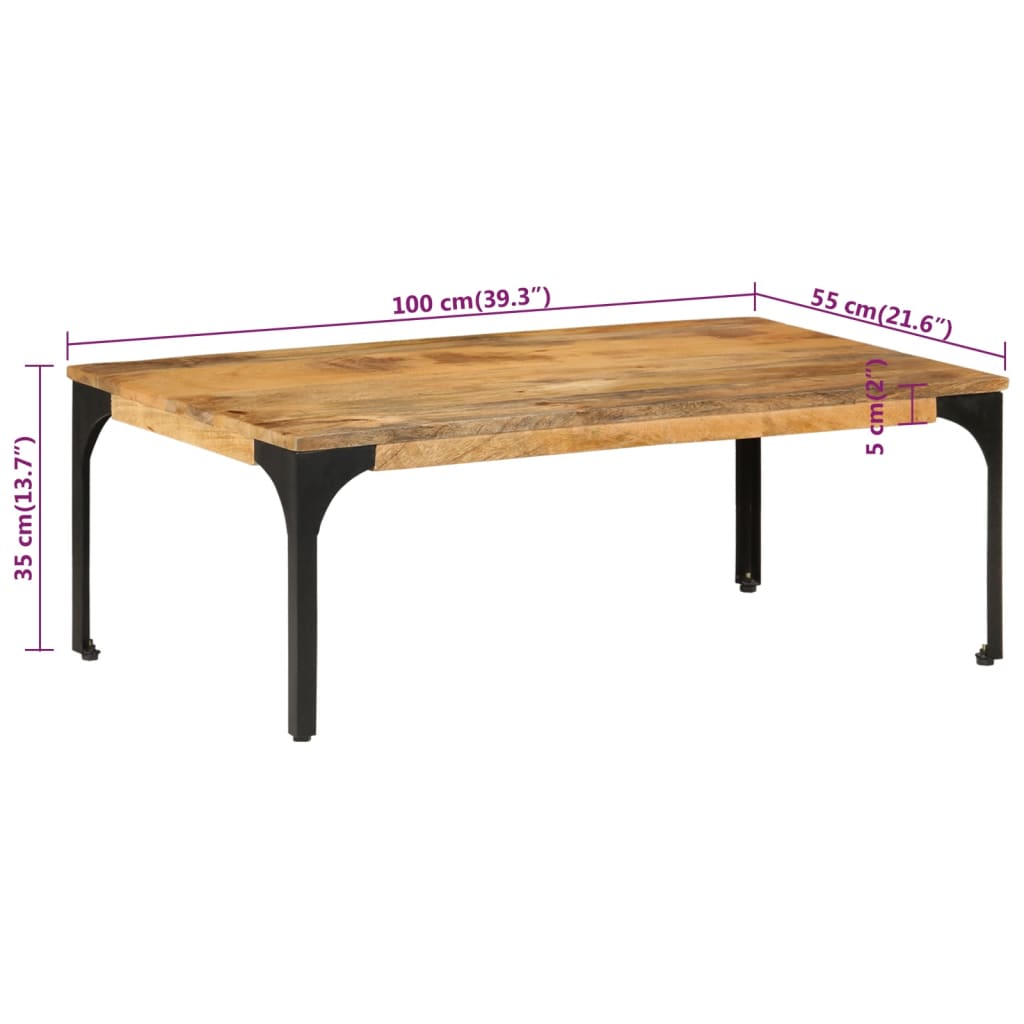 Soffbord 100x55x35 cm massivt mangoträ