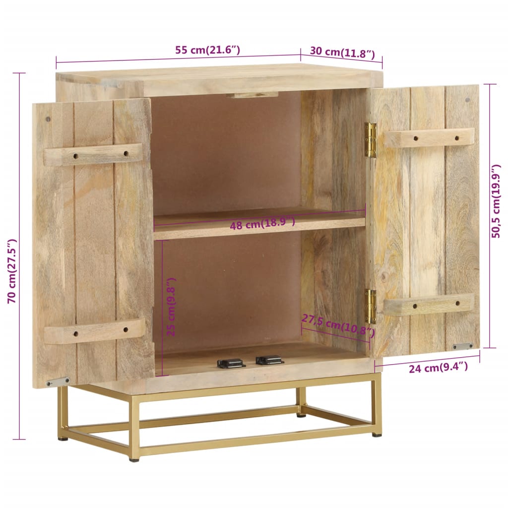 Skänk med 2 dörrar 55x30x70 cm massivt mangoträ