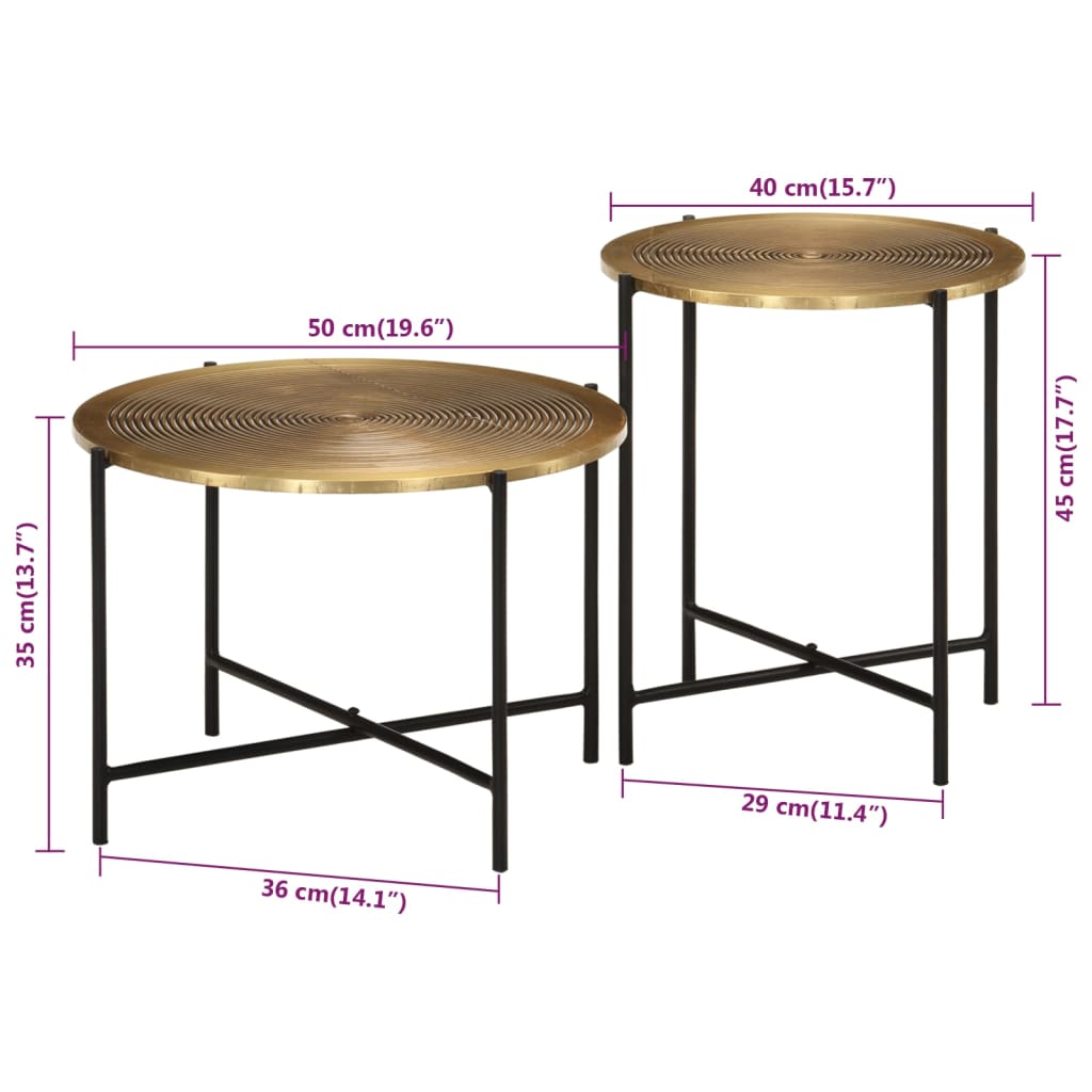 Soffbord 2 st mässing och svart metall