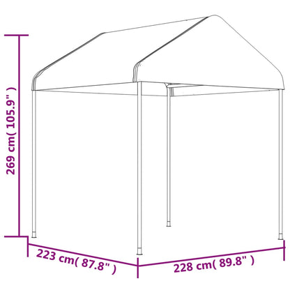 Paviljong med tak vit 2,28x2,23x2,69 m polyeten
