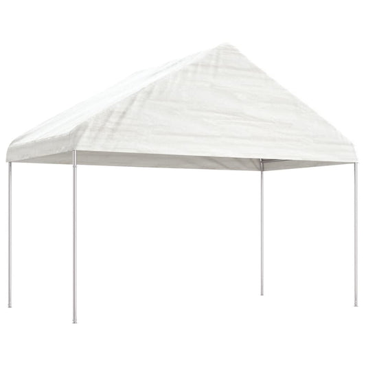 Paviljong med tak vit 4,08x2,23x3,22 m polyeten