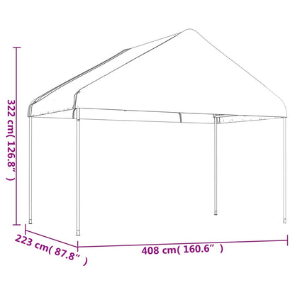 Paviljong med tak vit 4,08x2,23x3,22 m polyeten