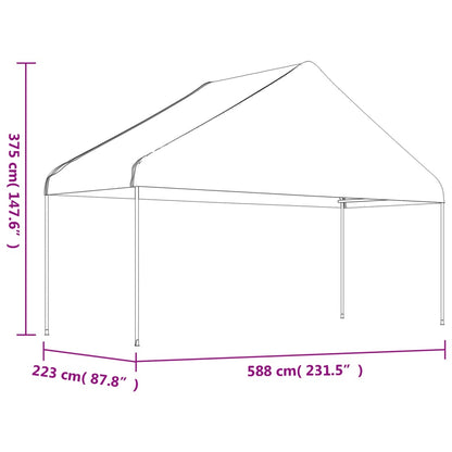 Paviljong med tak vit 5,88x2,23x3,75 m polyeten