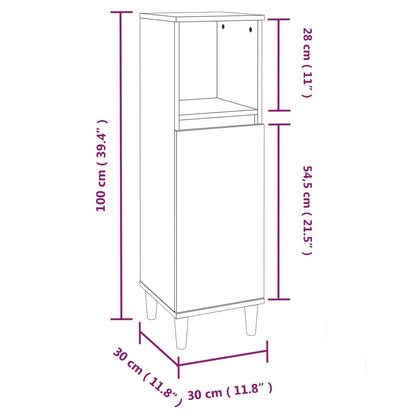 Badrumsskåp betonggrå 30x30x100 cm konstruerat trä