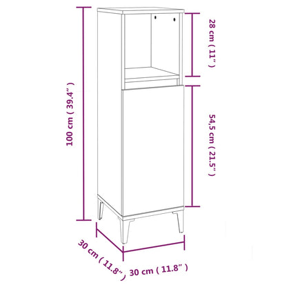 Badrumsskåp betonggrå 30x30x100 cm konstruerat trä