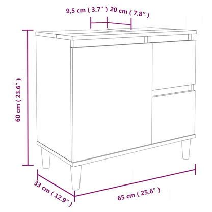 Badrumsskåp rökfärgad ek 65x33x60 cm konstruerat trä