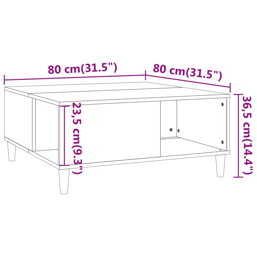 Soffbord vit 80x80x36,5 cm konstruerat trä