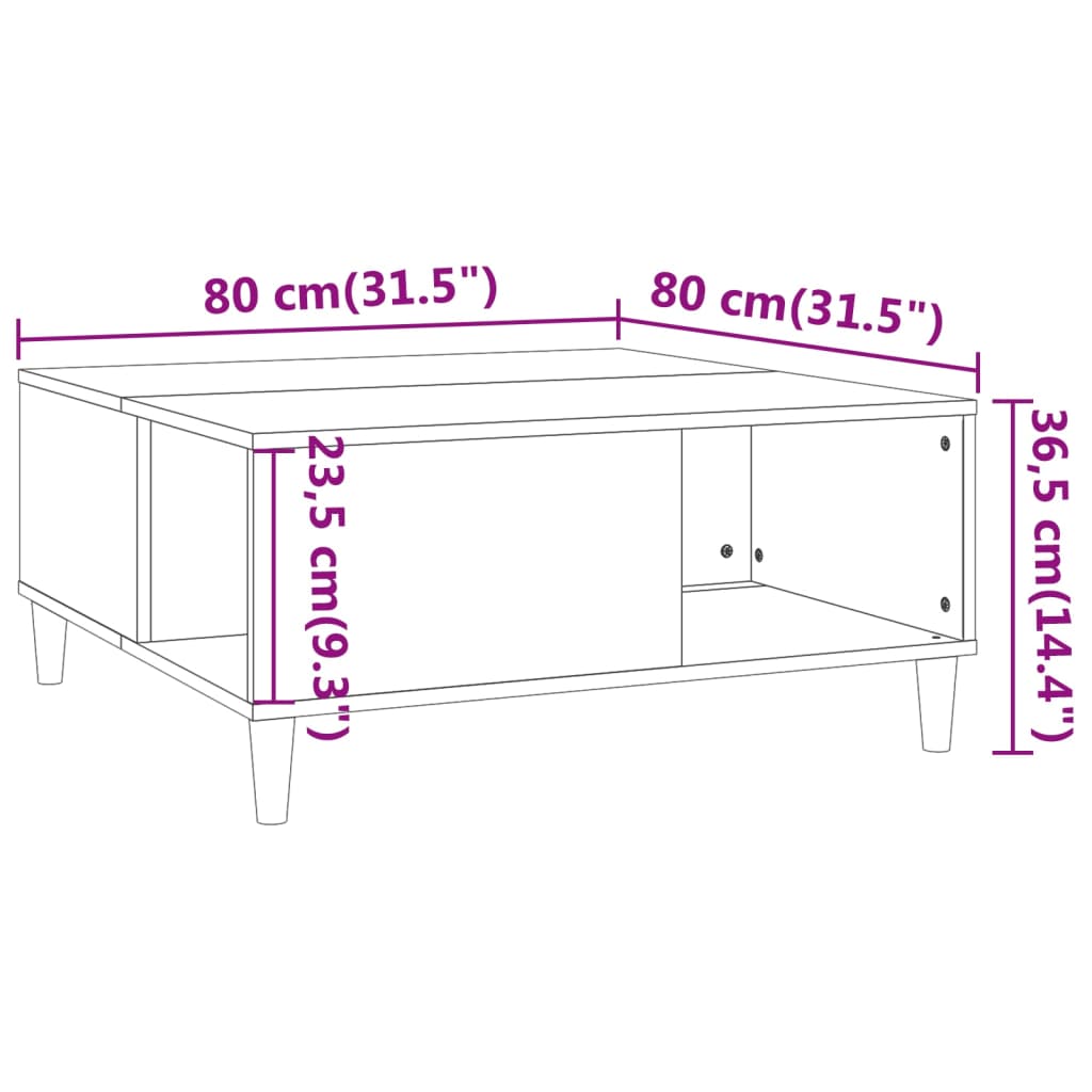 Soffbord sonoma-ek 80x80x36,5 cm konstruerat trä