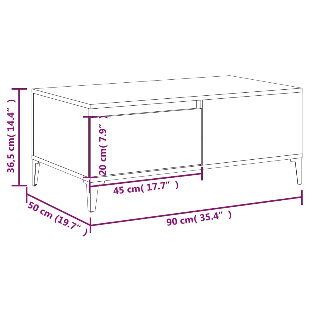 Soffbord svart 90x50x36,5 cm konstruerat trä